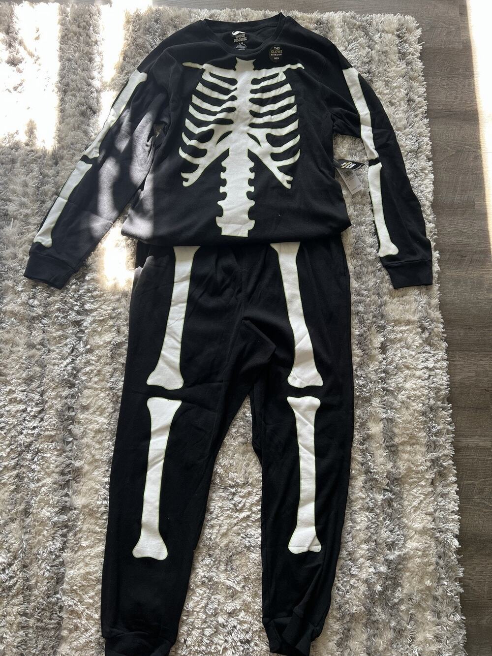 Under Disguise New Size L Skeleton Pajama Set Halloween Glow In The Dark